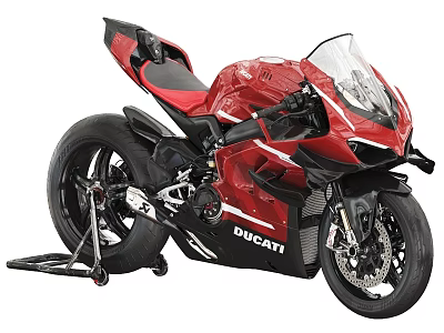 Red Ducati Sports Motorcycle With Sleek Windshield And Black Seat Design 3d model