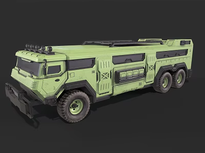 Green Six Wheel Rugged Off Road Utility Vehicle With Roof Rack 3d model