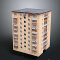 Multi Story Residential Apartment Building With Beige Exterior Balconies Flat Roof And Regular Windows