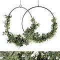 Hanging Garden Decor With Two Black Metal Rings And Green Foliage Vines
