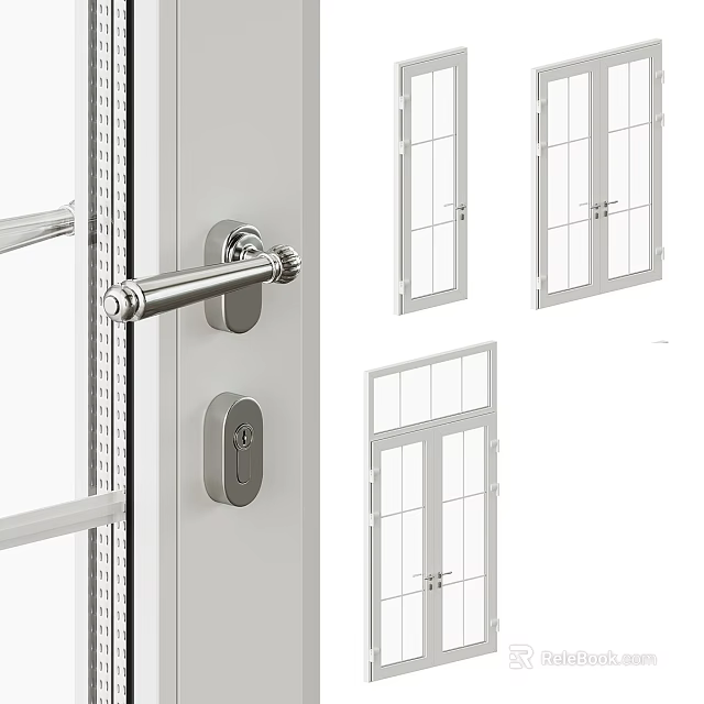 Modern Windows And Doors With Handle Lock And Frame Structure Design 3d model 