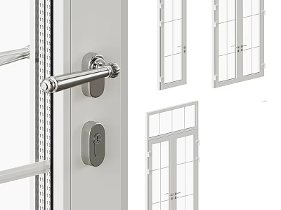 Modern Windows And Doors With Handle Lock And Frame Structure Design 3d model