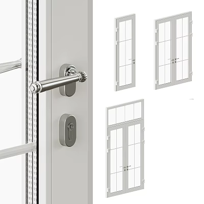 Modern Windows And Doors With Handle Lock And Frame Structure Design 3d model