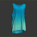 Loose Fit Sleeveless Top With Blue Gradient Mesh Fabric And Casual Style Design