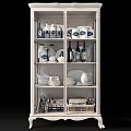 Light And Dark Glass Cabinets With Dishes Cups And Books For Home Interior