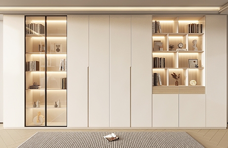 Modern Decorative Cabinet Cream Bookcase Decorative Cabinet 3d model