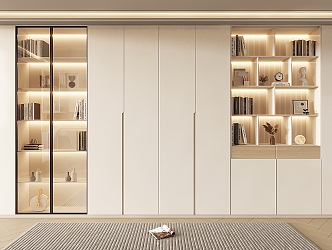 Modern Decorative Cabinet Cream Bookcase Decorative Cabinet 3d model