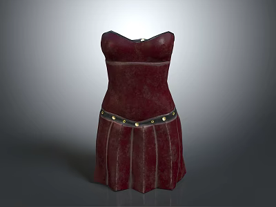 Crimson Character Costume With Black Belt And Golden Rivets Design 3d model