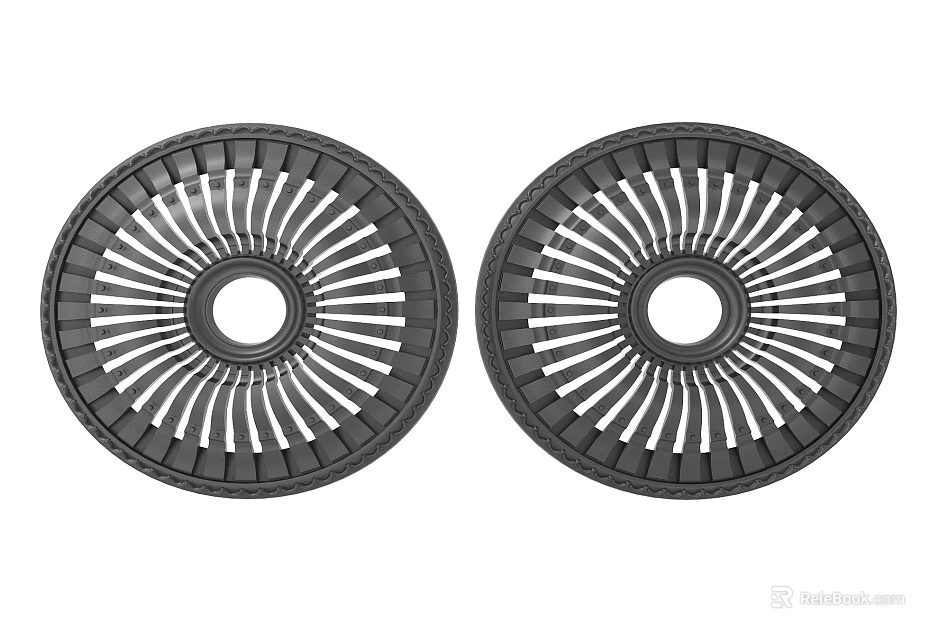 Carved Circular Black Decorative Discs With Radial Pattern Design Details 3d model