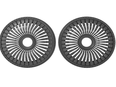 Carved Circular Black Decorative Discs With Radial Pattern Design Details 3d model