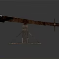 Ancient Wooden Catapult as Medieval Siege Weapon with Wooden Frame and Launch Mechanism