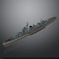 Accurate Detailed Military Warship 3D Model With Naval Equipment And Structure