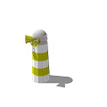 Lighthouse Tower Featuring Yellow And White Stripes With White Dome Top And Yellow Light Fixture