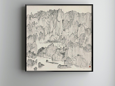 New Chinese Landscape Painting Grey Hallway Landscape Decoration Painting model