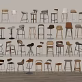 Various Style Bar Stools In Multiple Colors For Home Kitchen Bar Decor 3d model