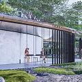 Modern Residential Landscape Design With Lush Green Trees Stone Pathway And Entryway