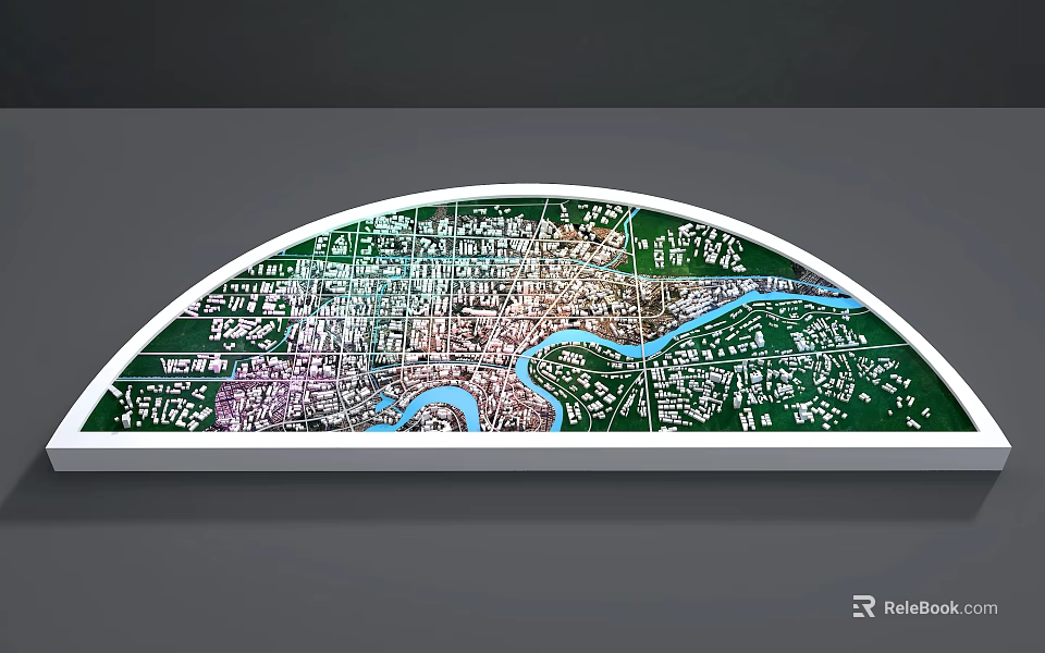 Colorful Semicircular City Map Commercial Equipment For Urban Planning 3d model 