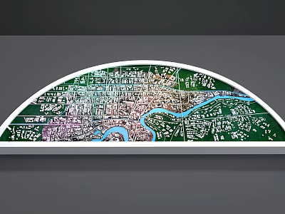 Colorful Semicircular City Map Commercial Equipment For Urban Planning 3d model