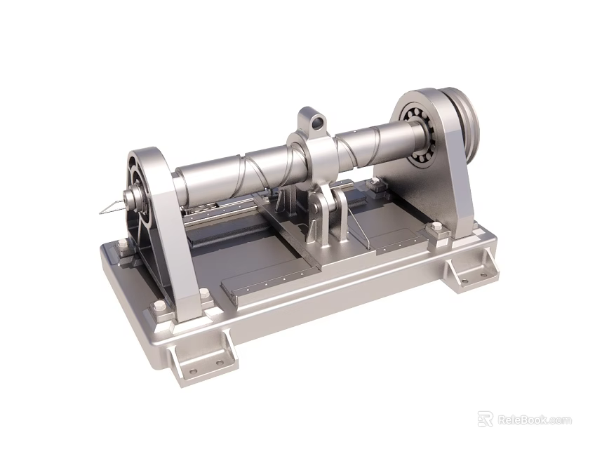Industrial Metal Mechanical Device With Cylindrical Drum Support Brackets And Base Platform 3d model 