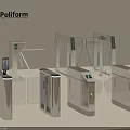 Stainless Steel Public Access Control Gates With Tripod Flap Barriers And Electronic Readers