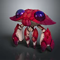 Game and Movie Fantasy Character With Red Pink Body Large Purple Eyes and Multiple Legs
