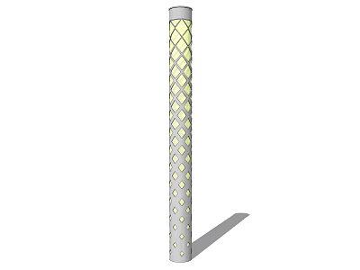 White Column Outdoor Light with Hollow Diamond Pattern Illuminated for Garden Decor 3d model