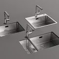 Three Stainless Steel Kitchen Sinks with Faucets for Modern Kitchen Applications