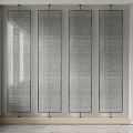 Modern Four Panel Grid Pattern Room Dividers For Sleek Interior Space 3d model