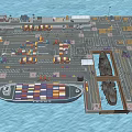 Cartoon Port Scene With Colorful Containers Roads And Shipping Area