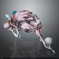 Fantasy Character Creature Figure With Pink Fluffy Hair Blue Accents And White Tail