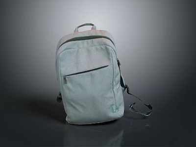 Light Blue Casual Backpack with Front Pocket and Adjustable Shoulder Straps for Daily Use 3d model