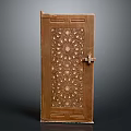 Carved Wooden Door With Intricate Floral Pattern And Ornate Decorative Design