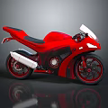 Red Sporty Motorcycle Design With Black Seat Windshield And Sleek Wheels