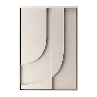 Abstract Painting In Modern Style With Soft Beige Tones Curved Shapes And Geometric Patterns 3d model