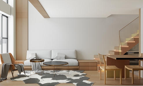 Log Apartment Living Room Modern Apartment 3d model