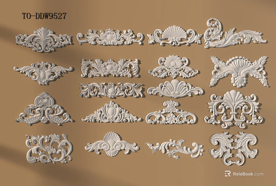 Decorative Carved Components With Various Intricate Ornate Patterns For Architectural Decor 3d model