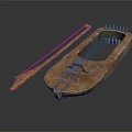 Ancient Wooden Lyre String Instrument With Carved Patterns And 3D Model Design 3d model