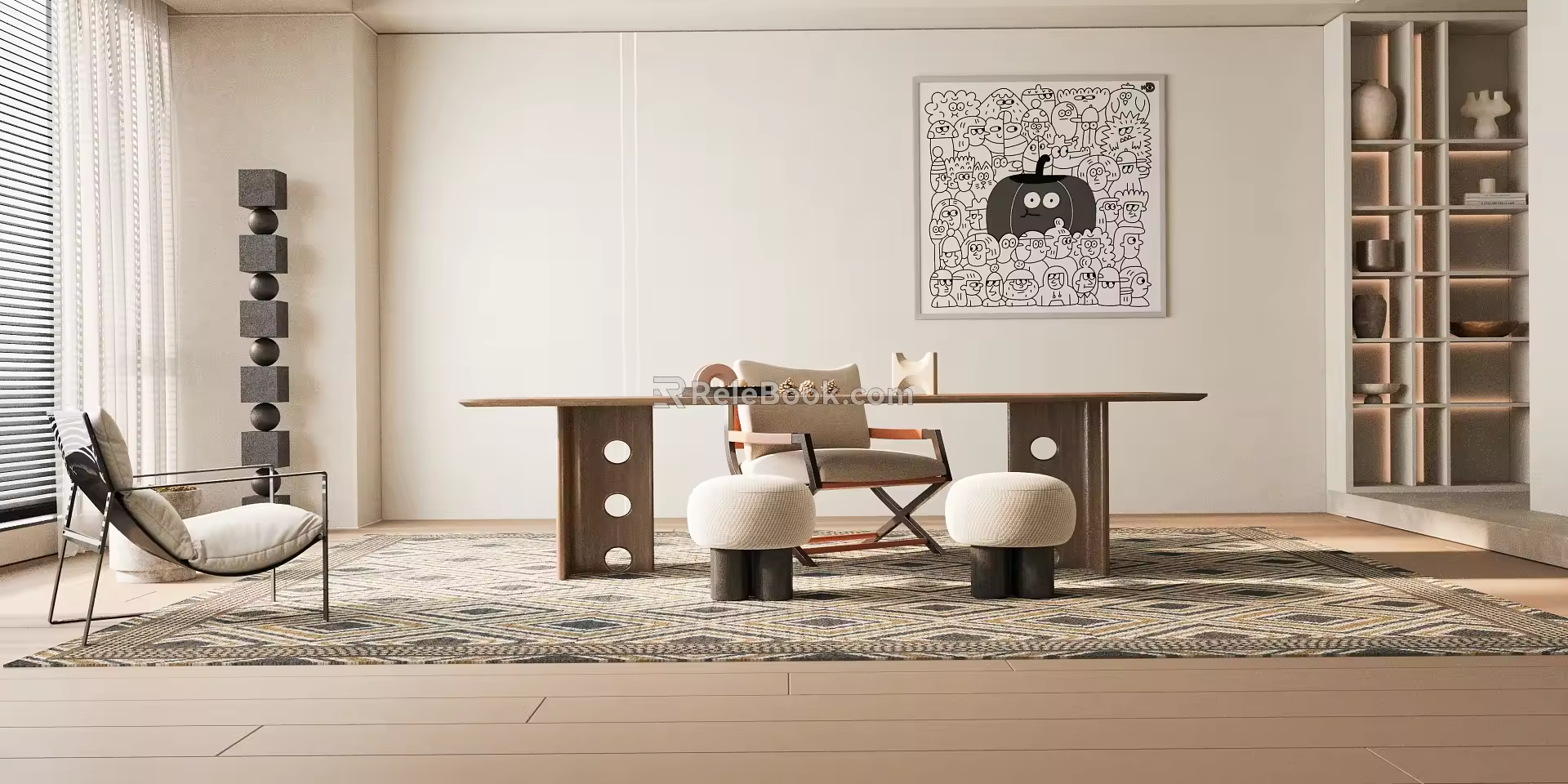 modern tea table and chair 3d model
