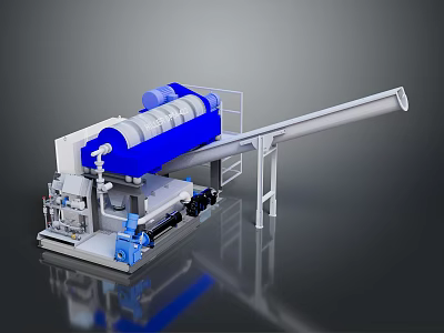 Industrial Rotary Drum Machine with Automatic Conveyor Belt and Heavy Duty Mechanical Structure 3d model