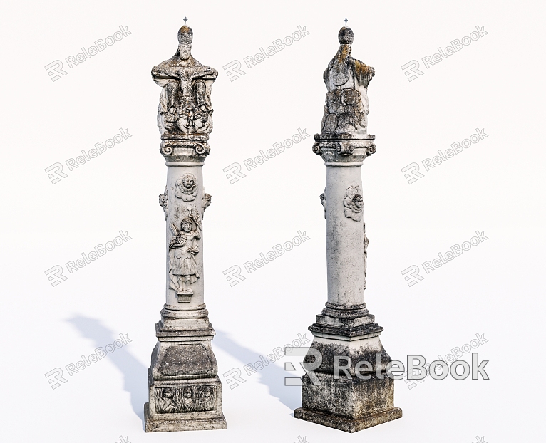 European style column landscape column modeling stone column model