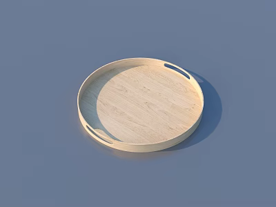 Light Wood Round Tray With Handles Ideal For Home Daily Use 3d model