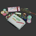 Professional Grooming Equipment Set With Comb Razor Brush Bottle And Storage Pouch