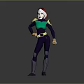 3D Character Creature With White Hair Red Headband Green Top Purple Pants And Yellow Belt