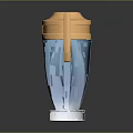 Premium Crystal Trophy With Golden Top Handles Blue Body And Transparent Base