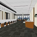 Modern Bank Interior Design With Service Counter Waiting Seats And Spacious Area