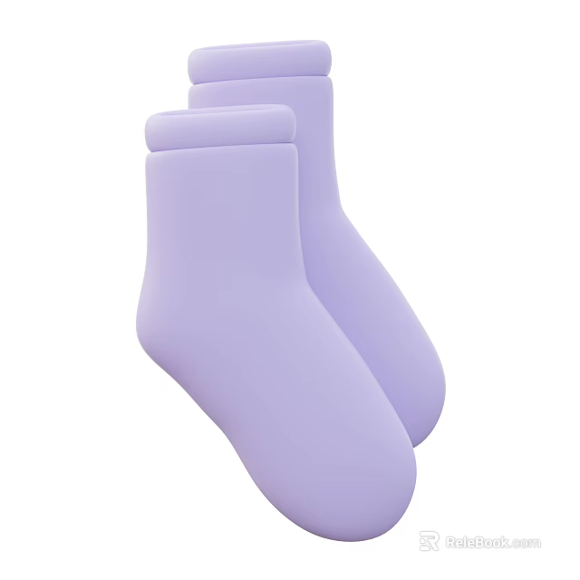 High Quality Light Purple Soft Socks With Minimalist Design For Daily Comfort 3d model 