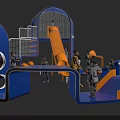 Interactive Playground Area With Blue Orange Slides Climbing Structures Green Lawn And Children 3d model