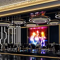 Modern KTV Interior Design With Neon Lights Comfortable Seats And Decorative Ceiling