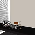 Luxury Perfume Cosmetics Display with Transparent Rack Gold Elements and Deer Ornament on Black Tabletop