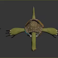 Anthropomorphic Turtle Character With Leaf Adorned Shell Green Limbs Brown Cloth And Wooden Staff Standing Pose